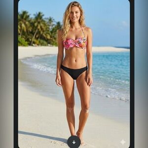 Shade & Shore Vibrant Floral and Black Bikini